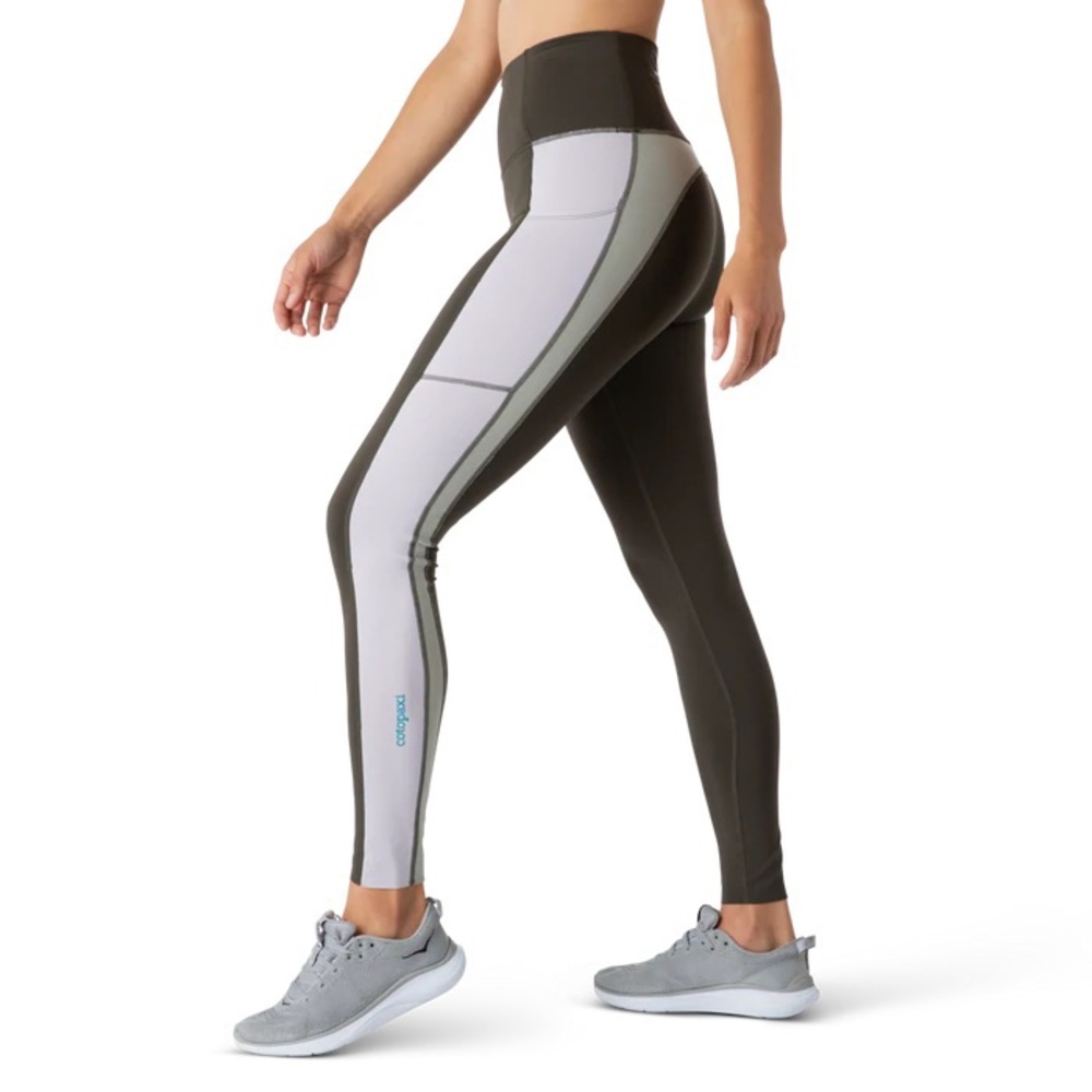 High-Waist Colorblock Performance Leggings - Olive & Light Gray